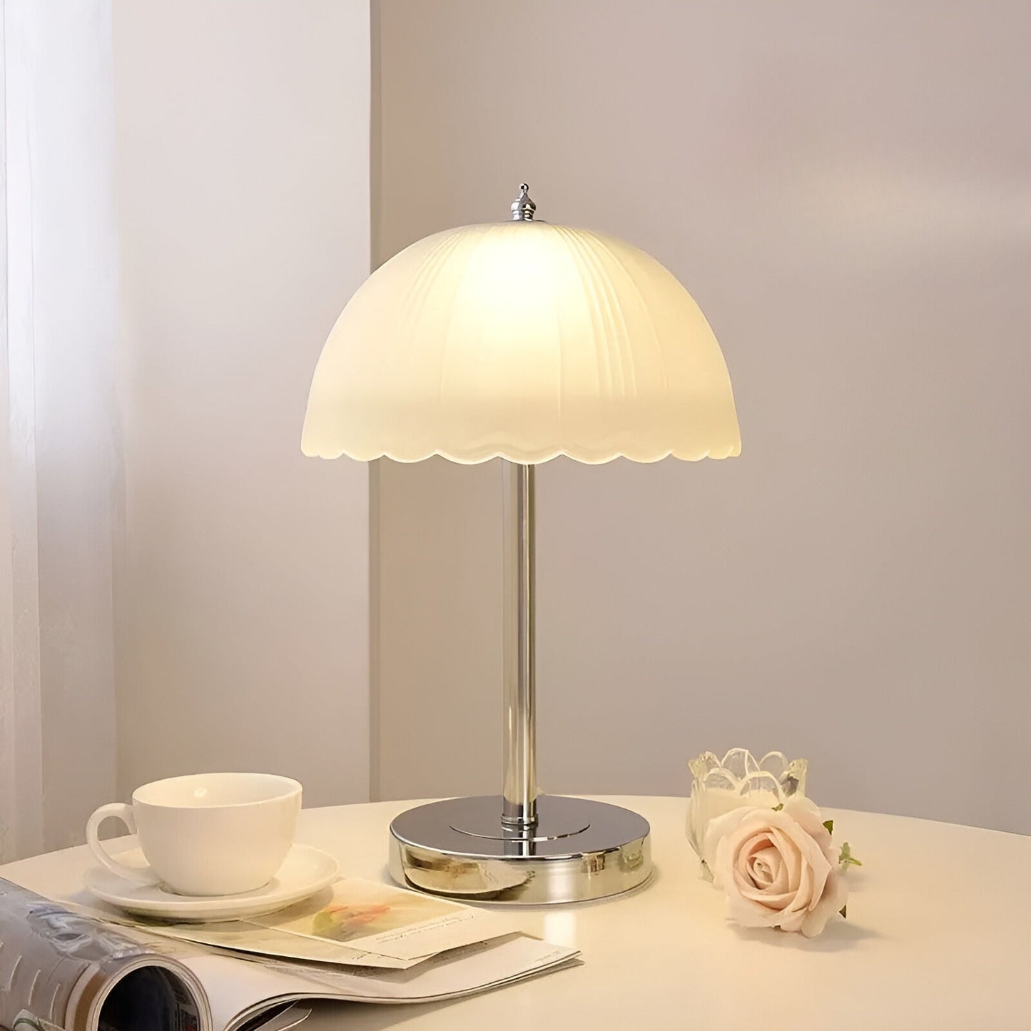 Modern LED Table Lamp with Transparent Glass Shade - Energy Efficient and Stylish