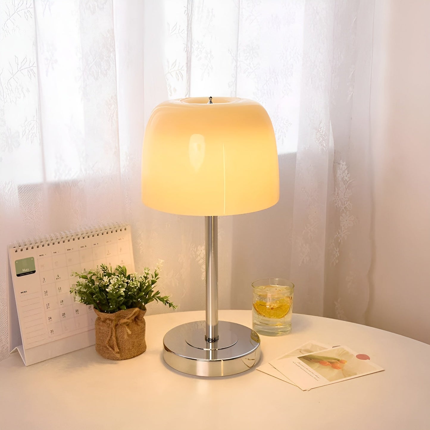 Modern LED Table Lamp with Transparent Glass Shade - Energy Efficient and Stylish