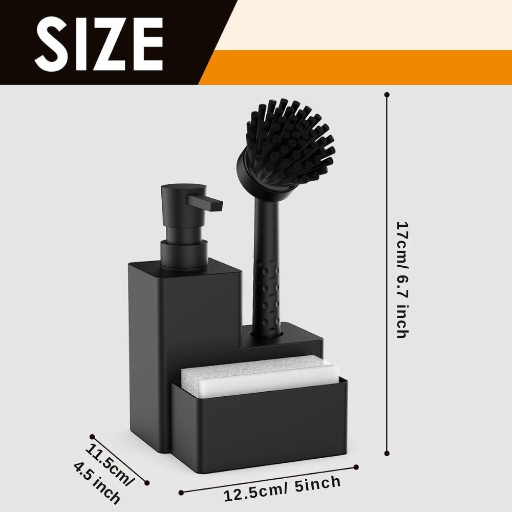 Matte Black Soap Dispenser with Wooden Accents