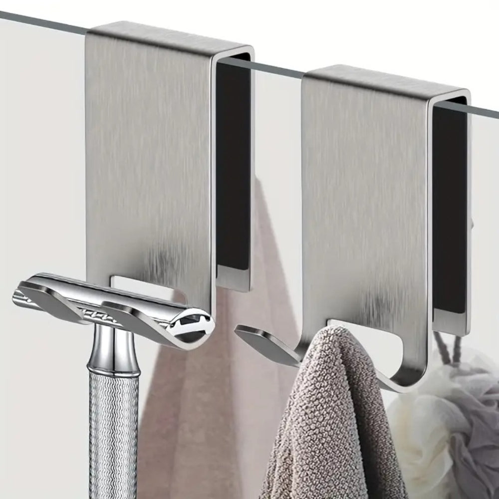 Sleek Stainless Steel Shower Door Hooks for Towels