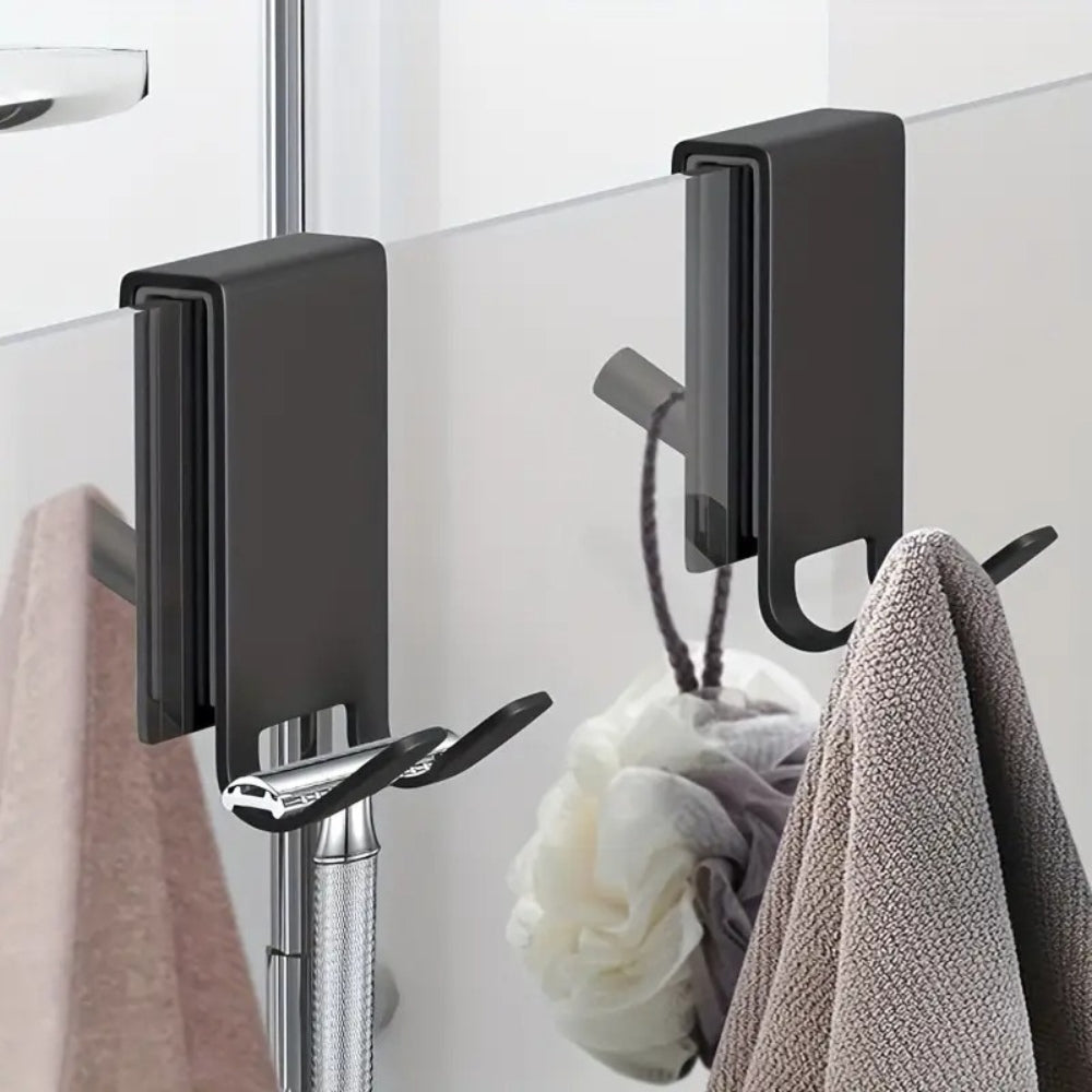 Sleek Stainless Steel Shower Door Hooks for Towels