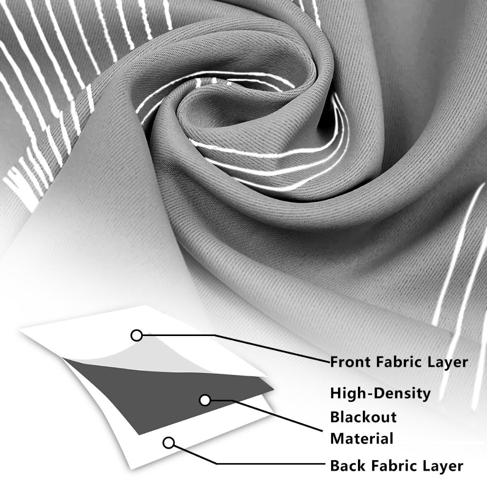 Wave Pattern Blackout Curtain Panel in Black Microfiber