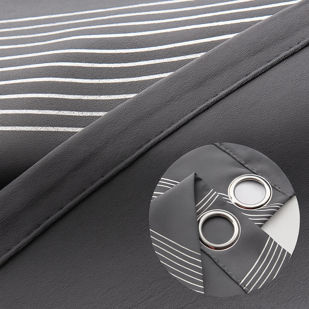 Wave Pattern Blackout Curtain Panel in Black Microfiber