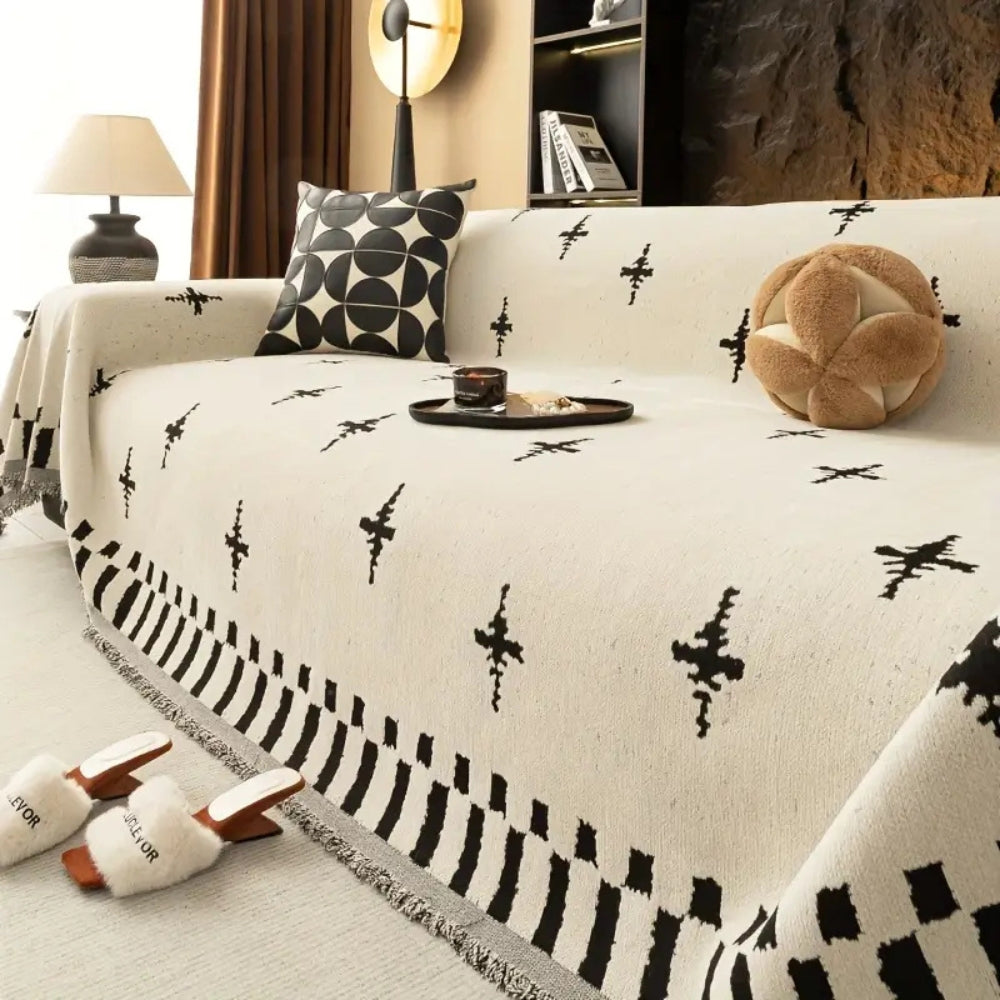 Modern Cross Pattern Microfiber Sofa Cover