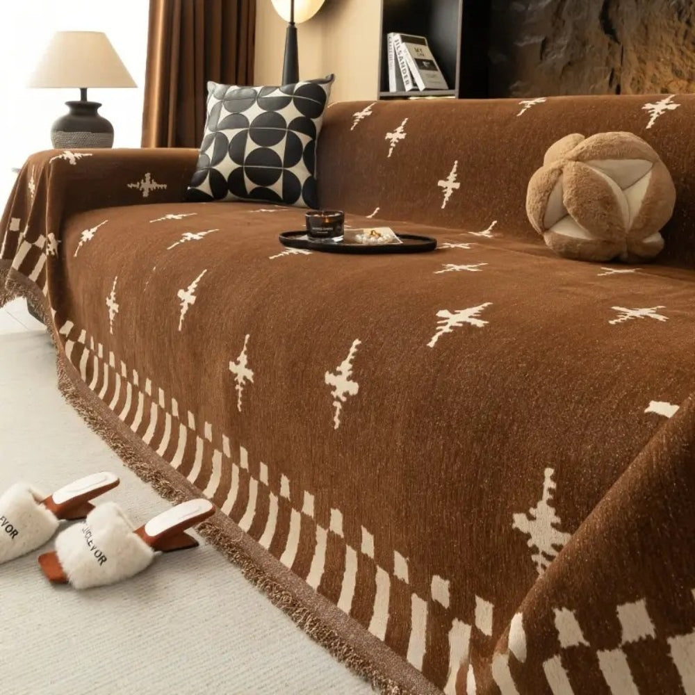 Modern Cross-Pattern Microfiber Sofa Cover
