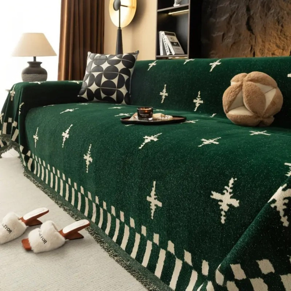Modern Cross-Pattern Microfiber Sofa Cover