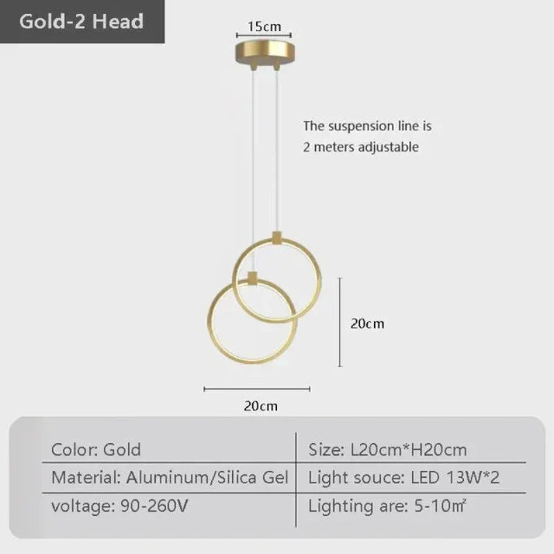 Adjustable Double Shade Pendant Light with Built-in LED