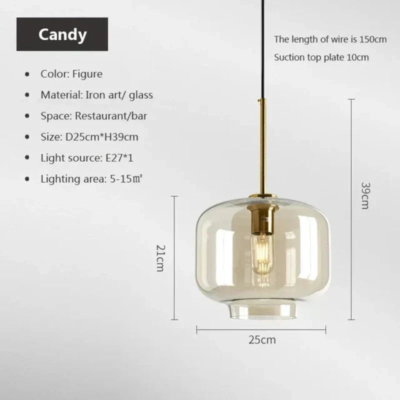 Scandinavian Glass Pendant Light for Dining Room