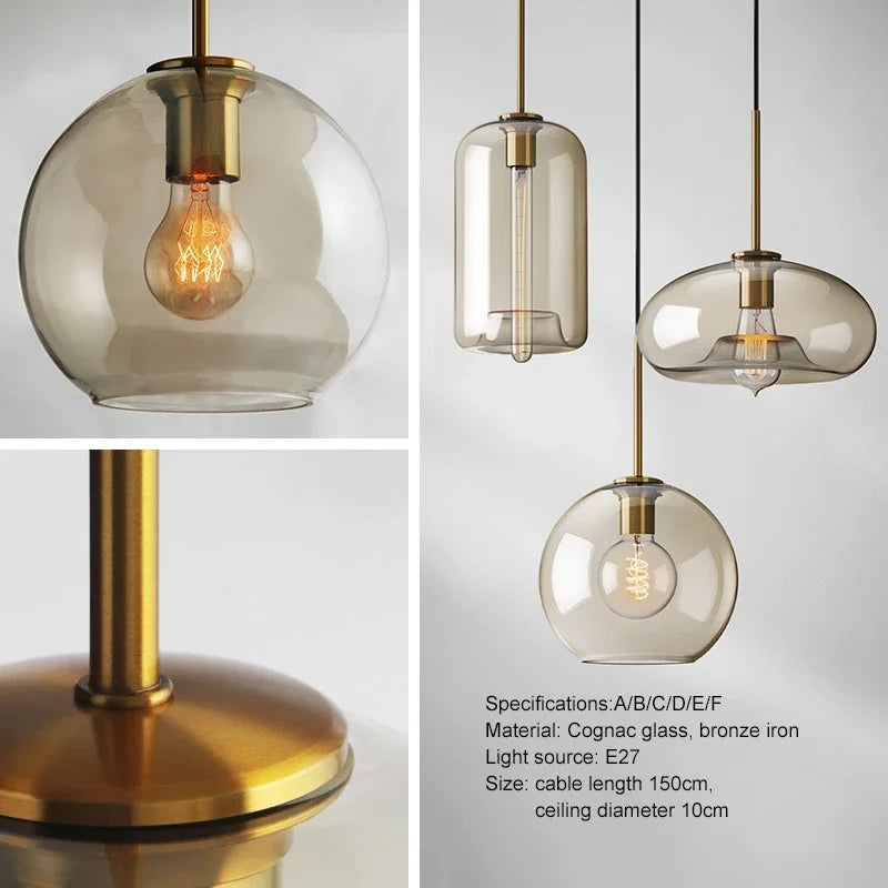 Nordic Pendant Light with Loft Glass Shade