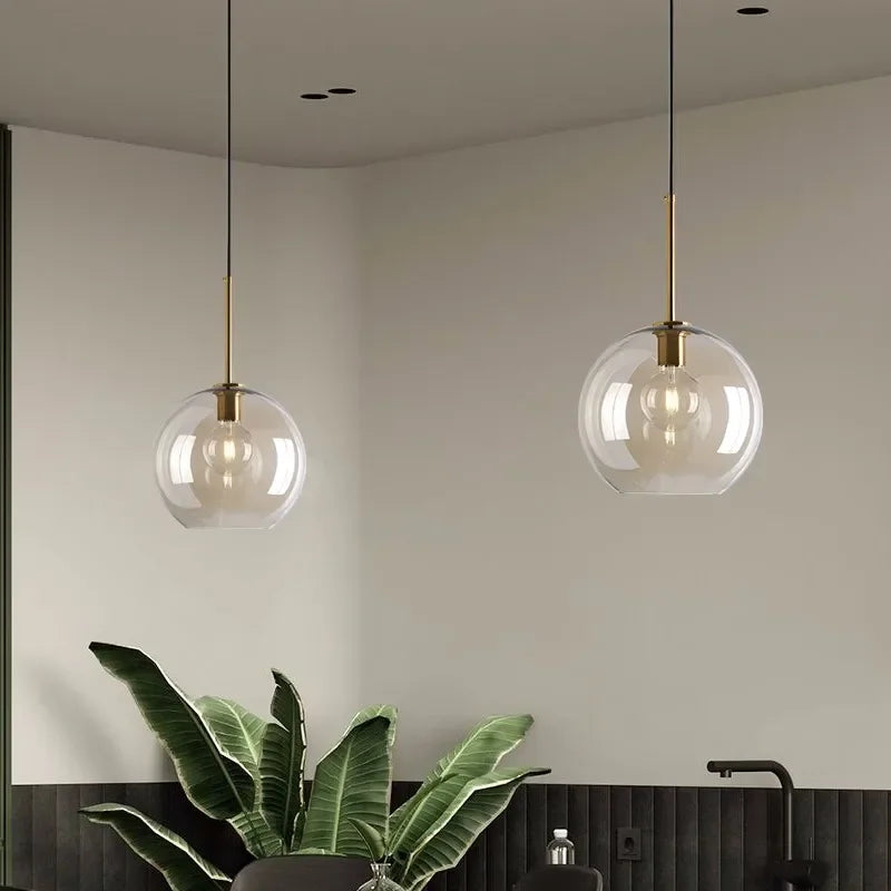 Scandinavian Glass Pendant Light for Dining Room