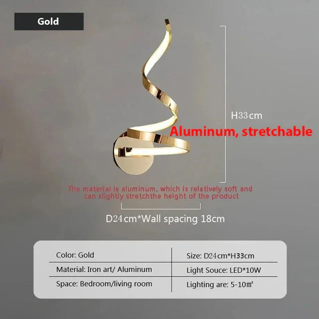 Spiral LED Wall Light Fixture - Modern Design