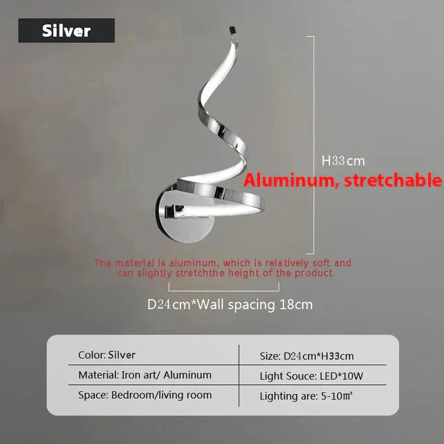 Spiral LED Wall Light Fixture - Modern Decorative Design
