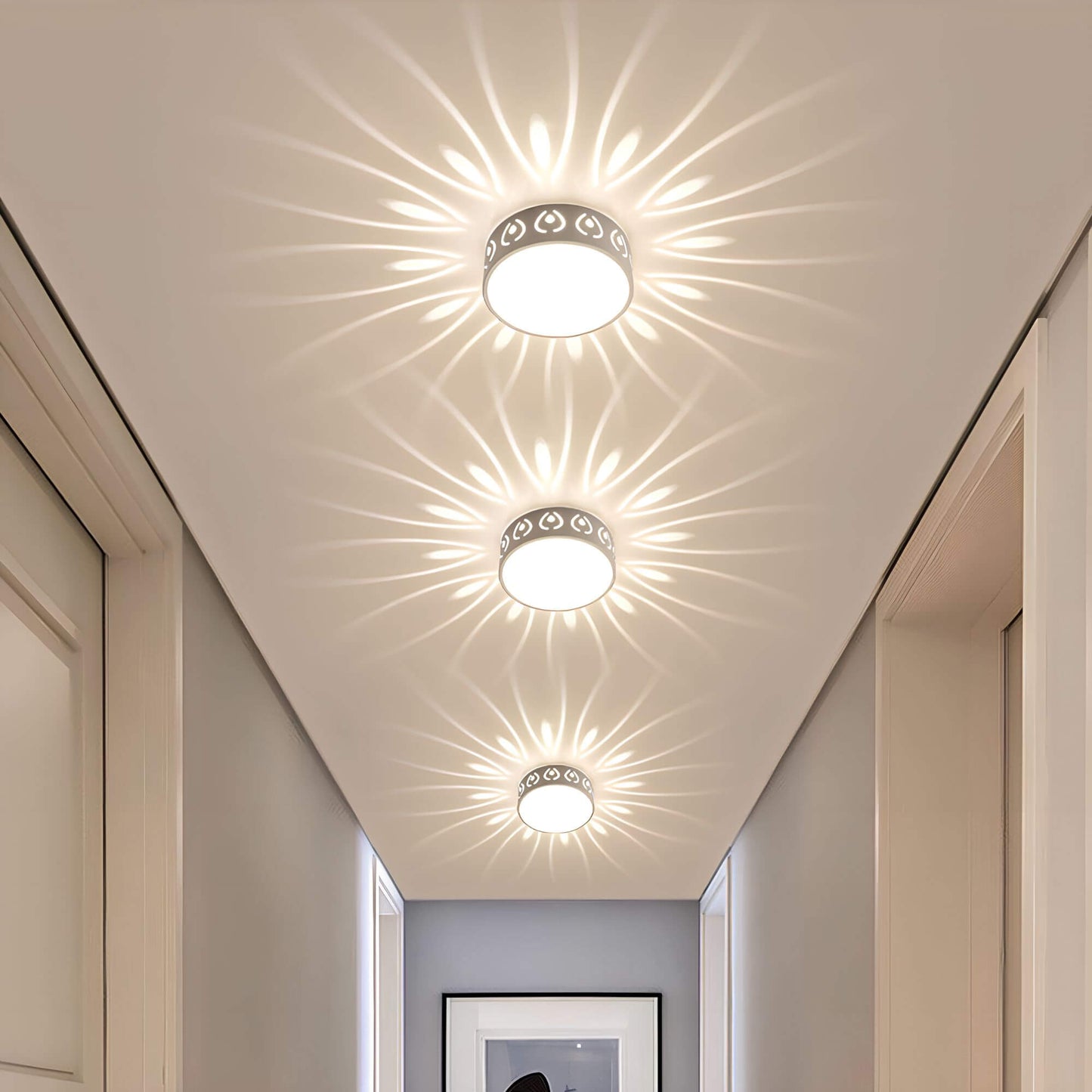 Modern LED Ceiling Light with Ambient Patterns for Hallway and Entrance