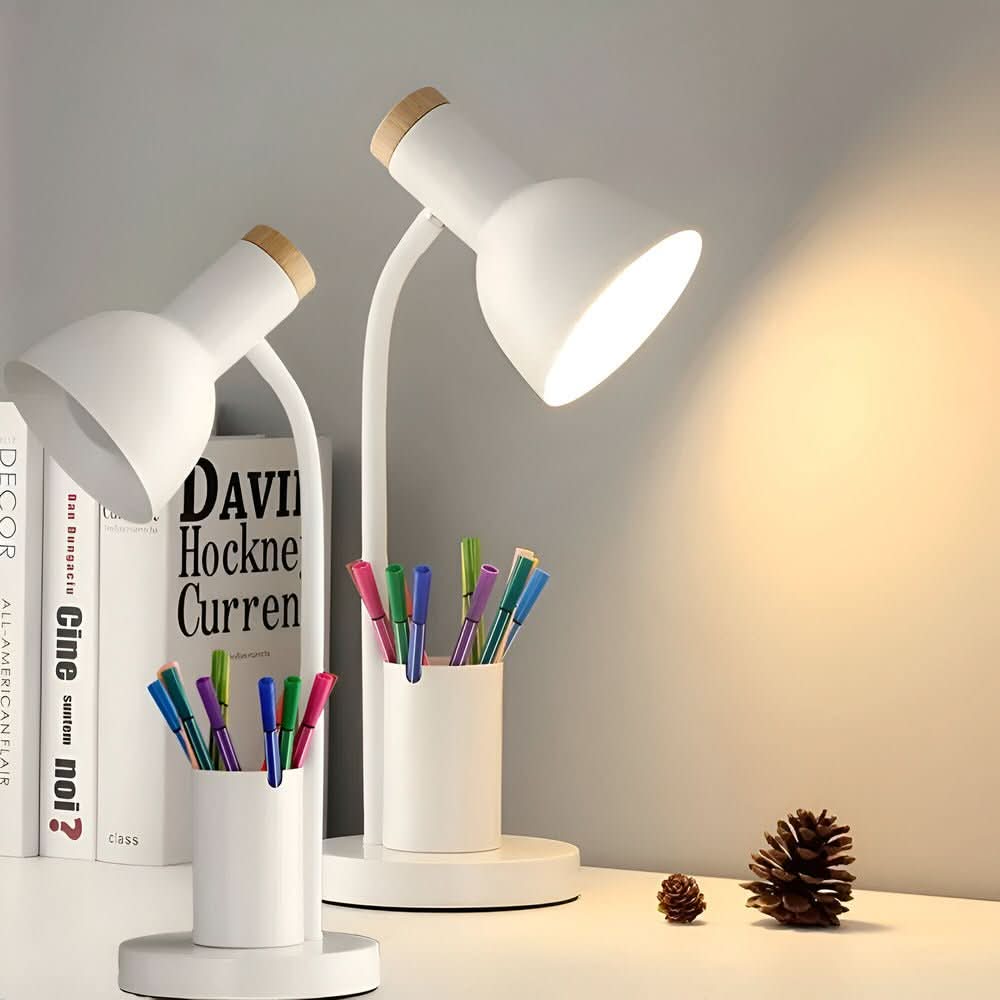 Modern LED Desk Lamp with Integrated Pen Holder
