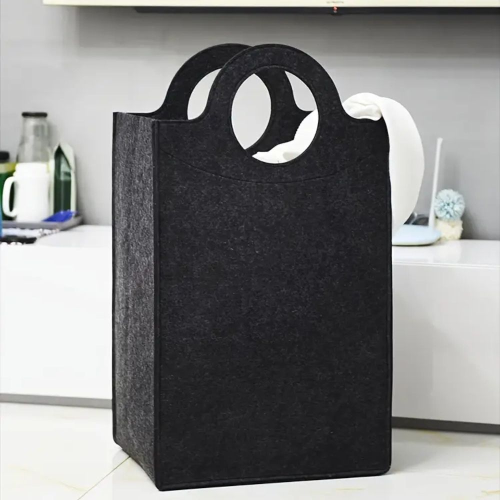 Foldable Felt Laundry Basket with Reinforced Handles
