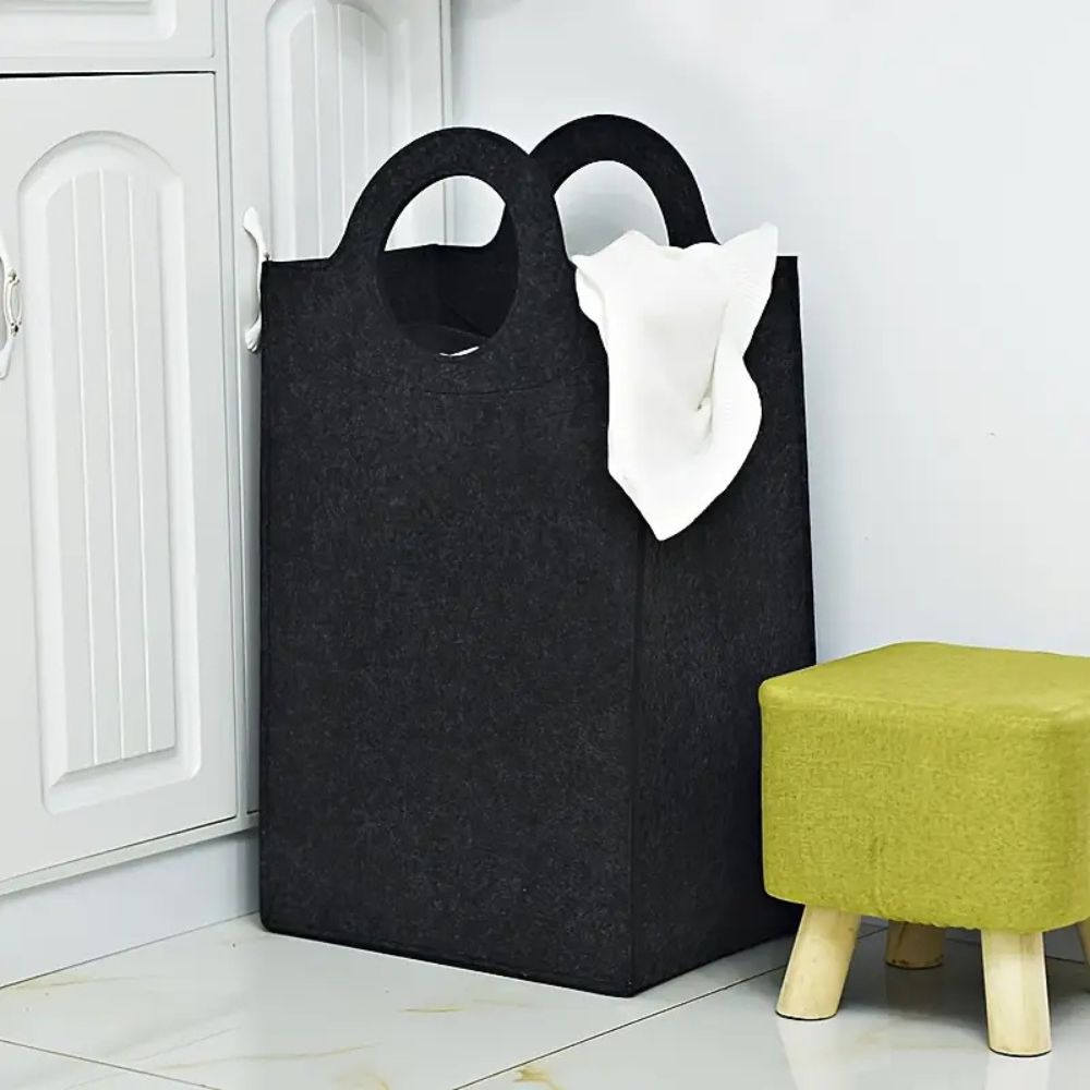 Foldable Felt Laundry Basket with Reinforced Handles