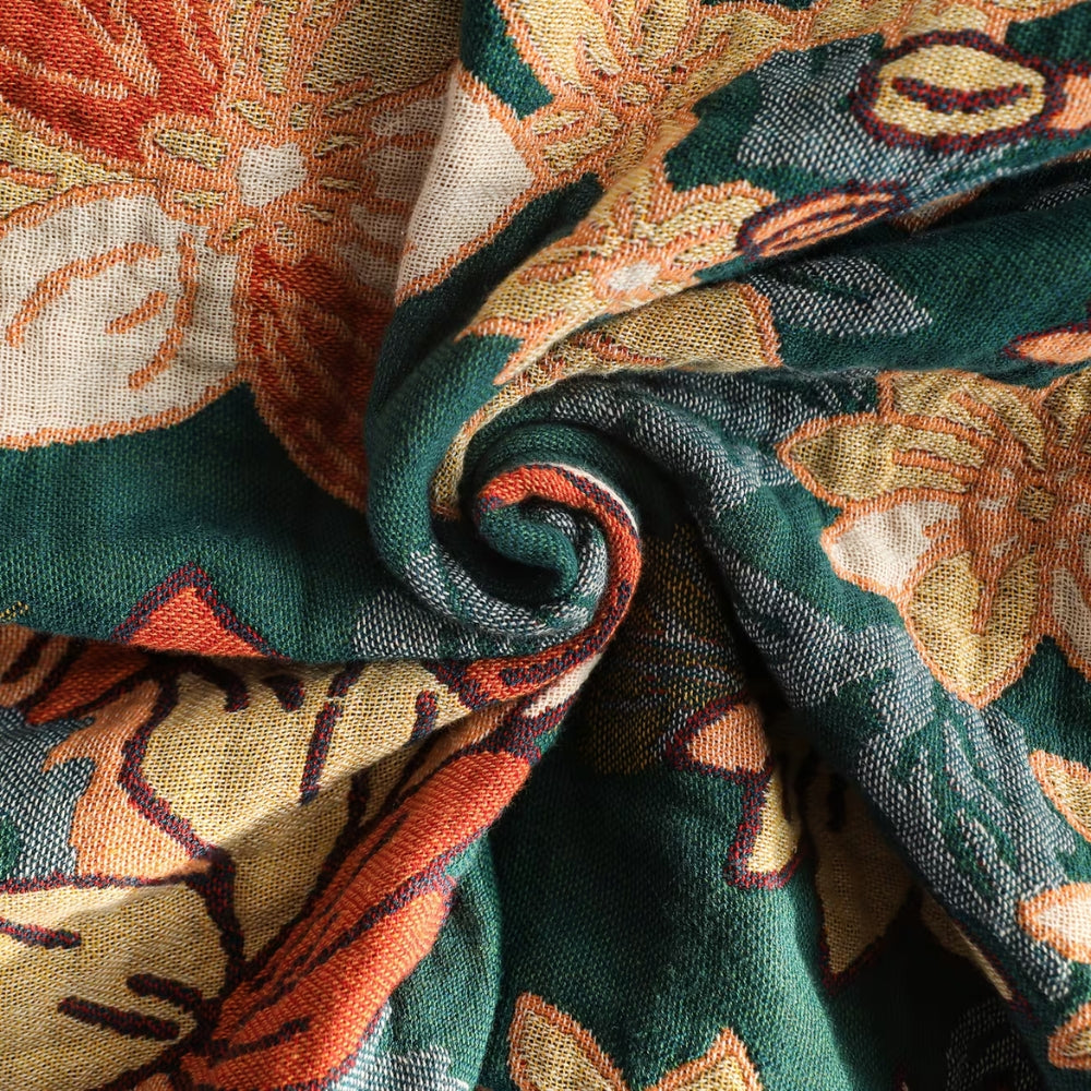 Cotton Tassel Throw Blanket in Soft Double Gauze