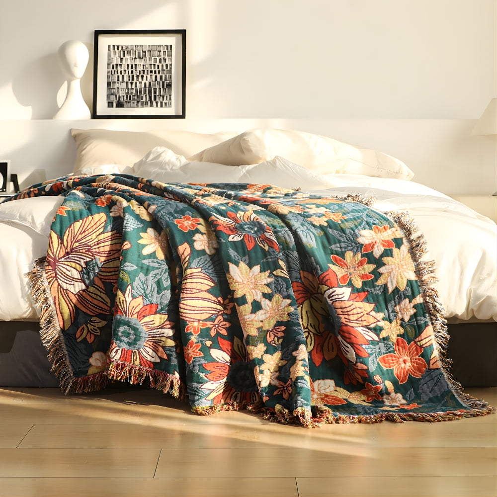 Cotton Tassel Throw Blanket in Soft Double Gauze
