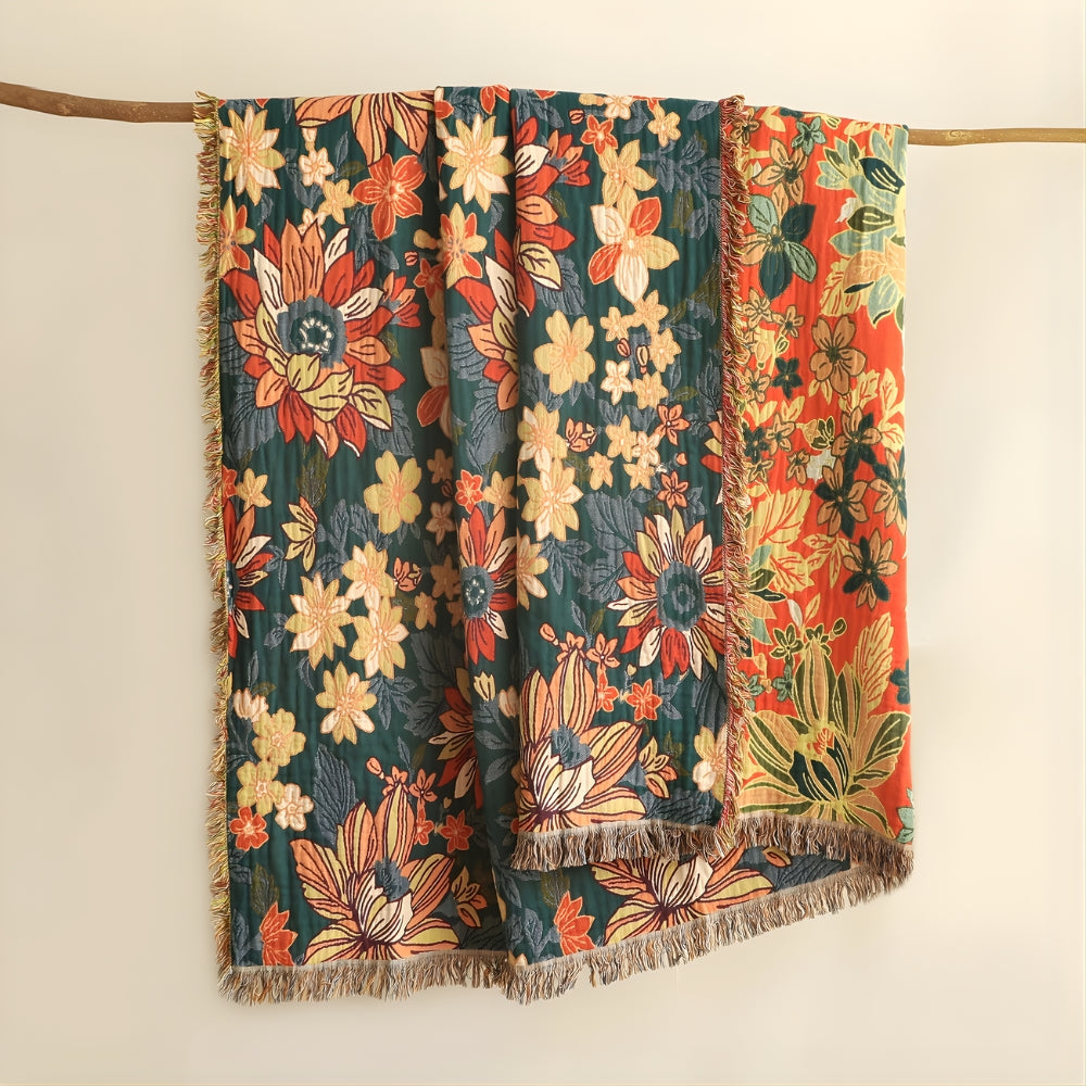 Cotton Tassel Throw Blanket in Soft Double Gauze