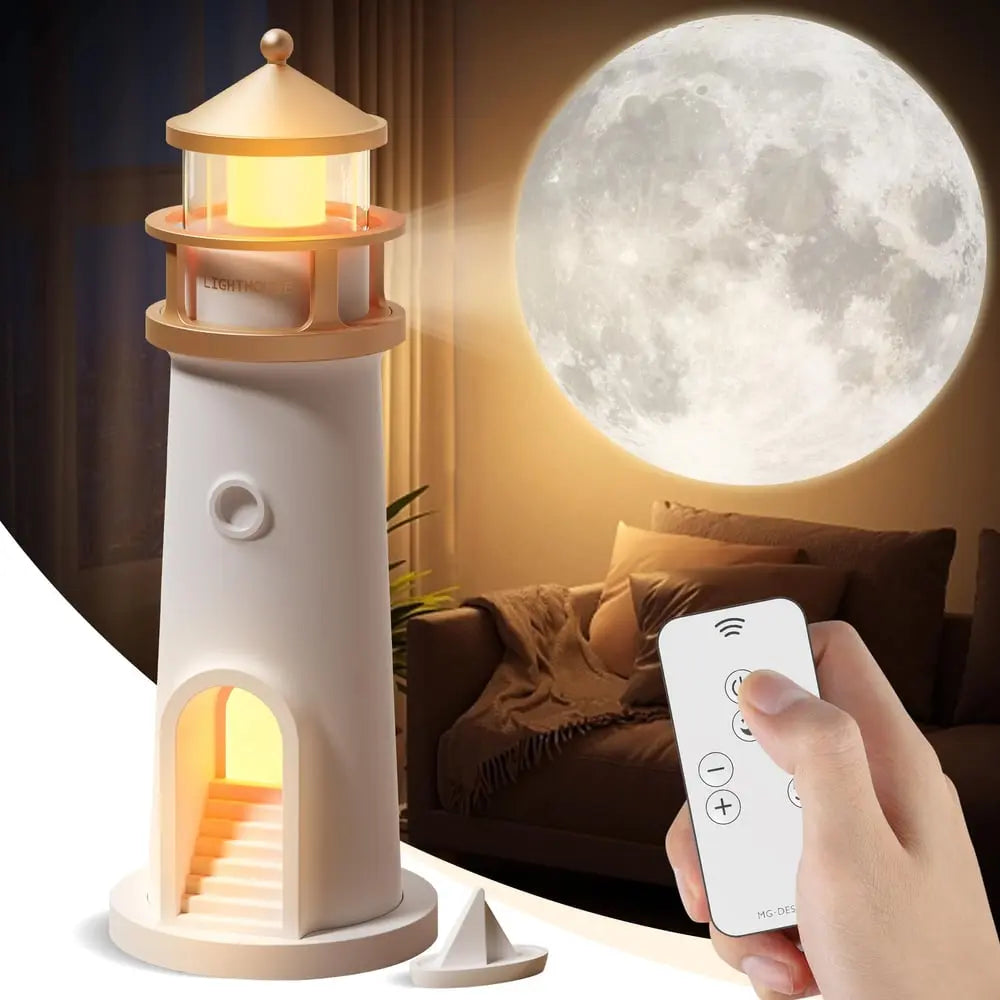 Moonlight Lighthouse Night Light with Realistic Star Projection