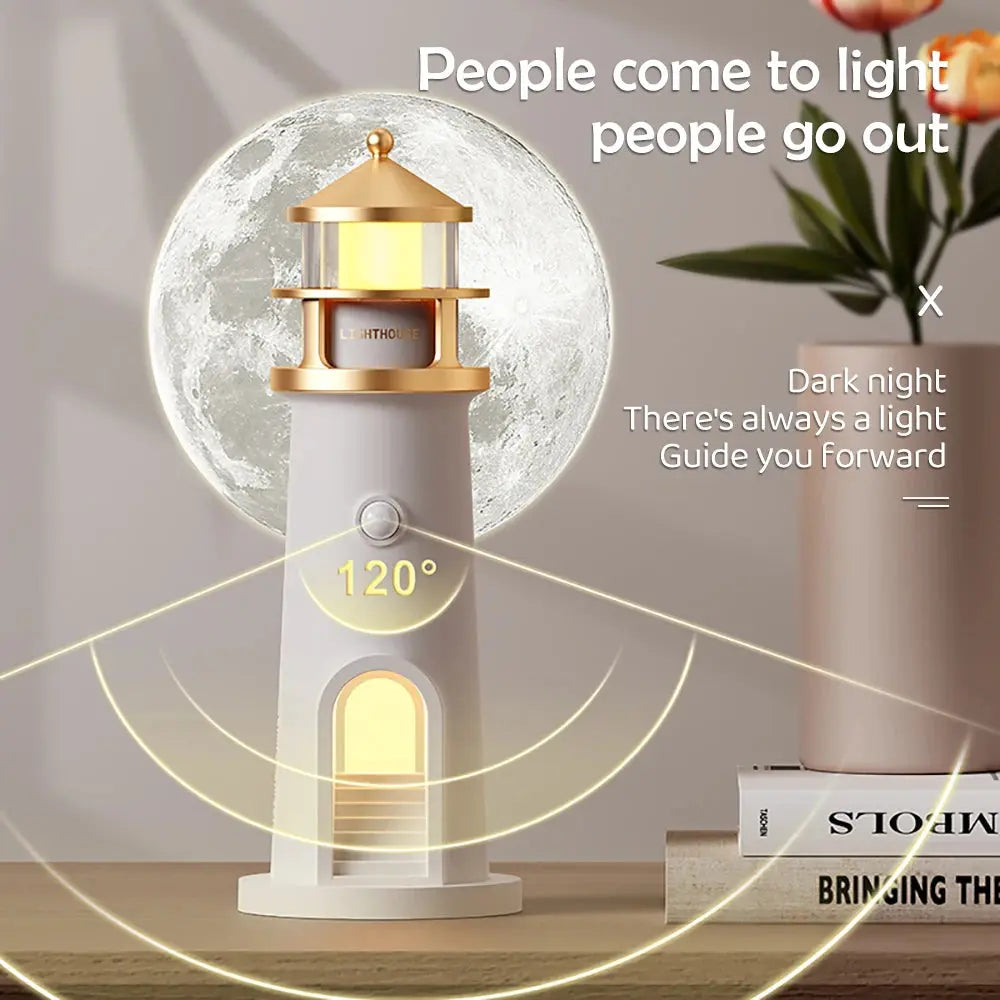 Moonlight Lighthouse Night Light with Realistic Star Projection