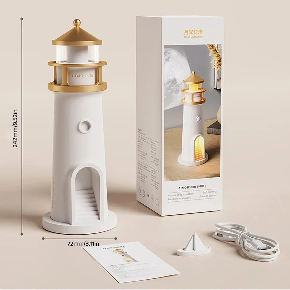 Moonlight Lighthouse Night Light with Realistic Star Projection