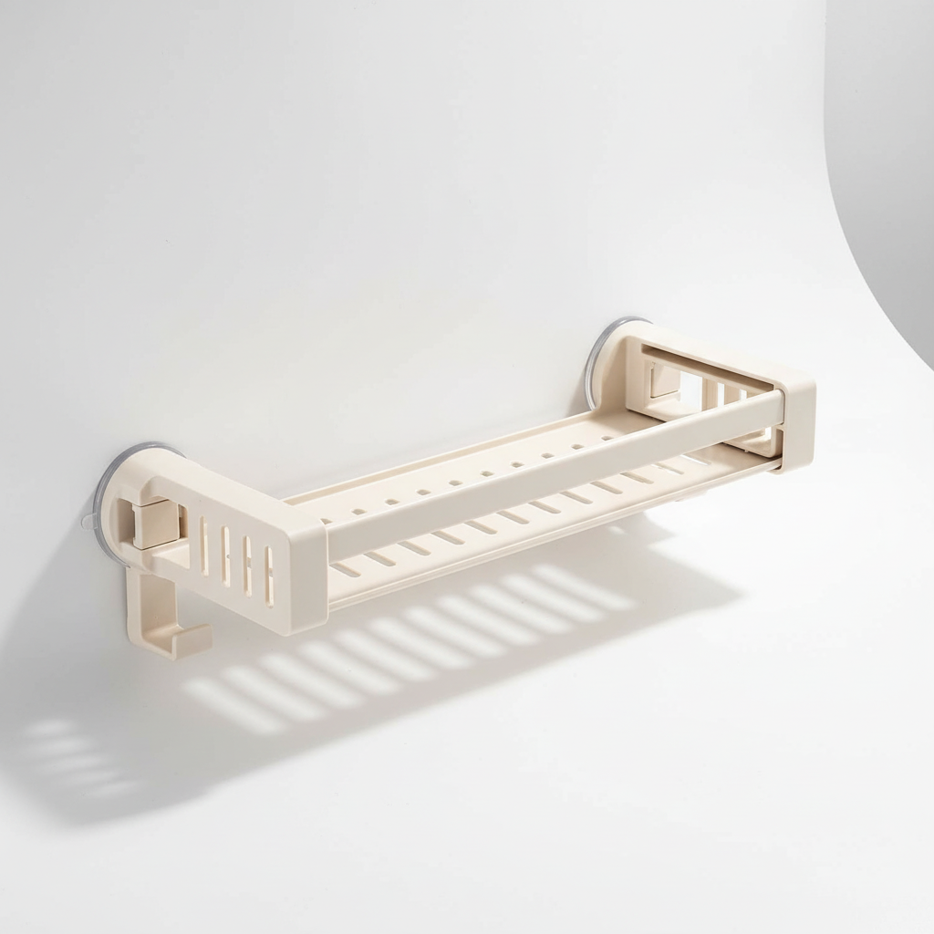 Mount-Free Suction Cup Bathroom Shelf - Rust-Free Aluminum