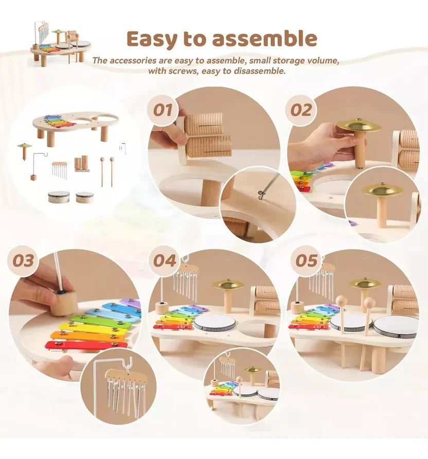 Montessori Musical Drum Kit with Xylophone for Toddlers