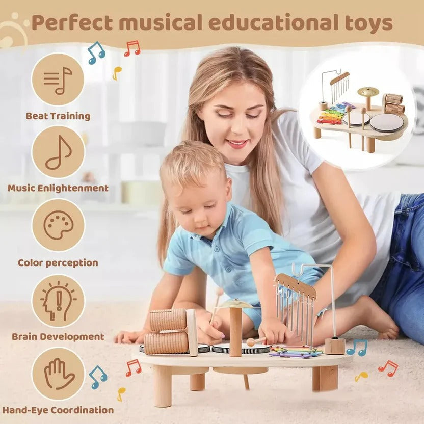 Montessori Musical Drum Kit with Xylophone for Toddlers