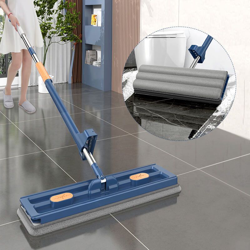 Large Flat Mop with 16.5-Inch Rotating Head and Adjustable Handle