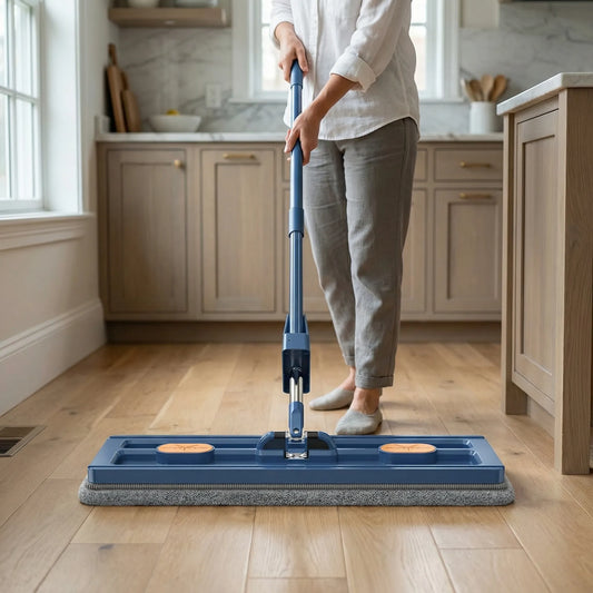 Large Flat Mop with 16.5-Inch Rotating Head and Adjustable Handle