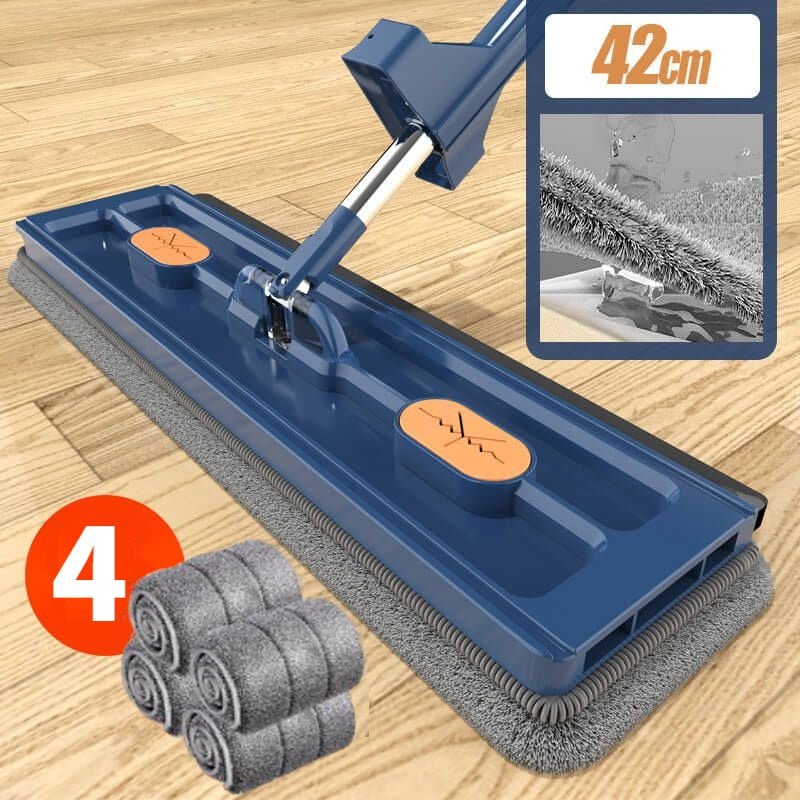 Large Flat Mop with 16.5-Inch Rotating Head and Adjustable Handle