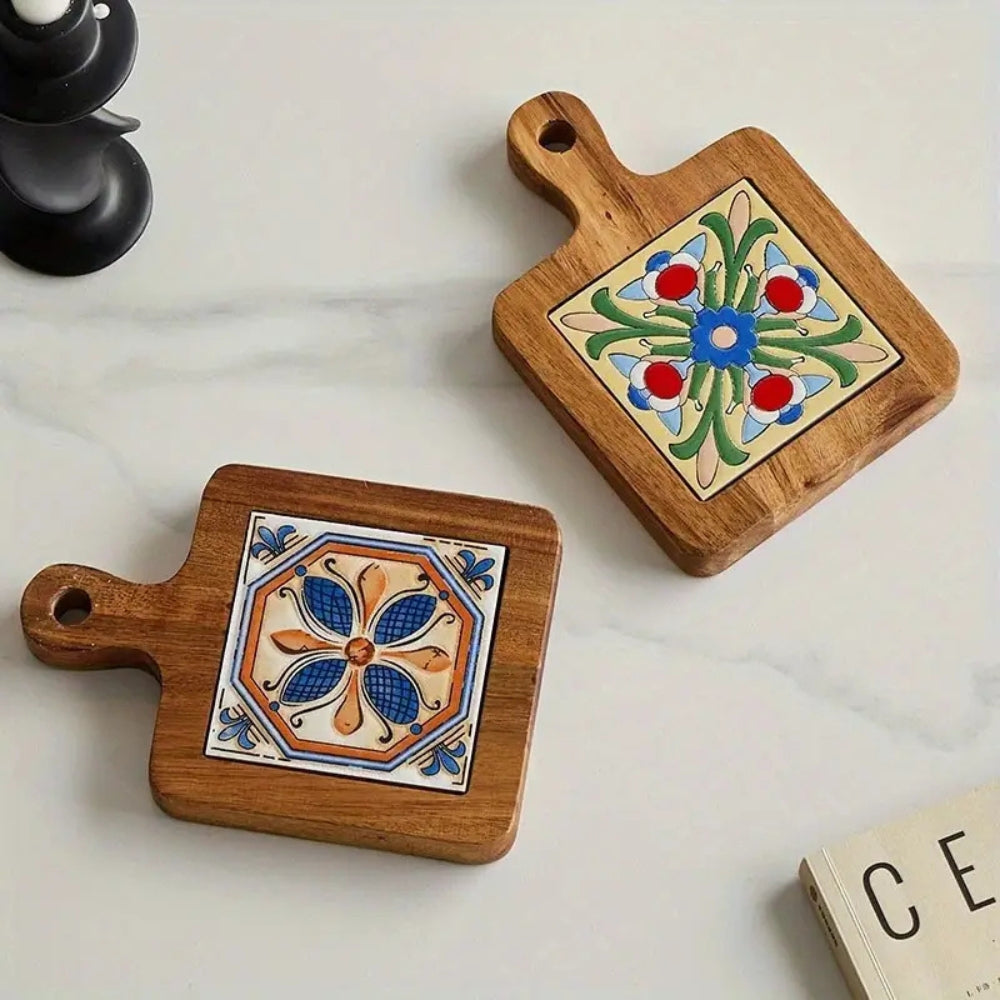 Moroccan Ebony Floral Wooden Trivet