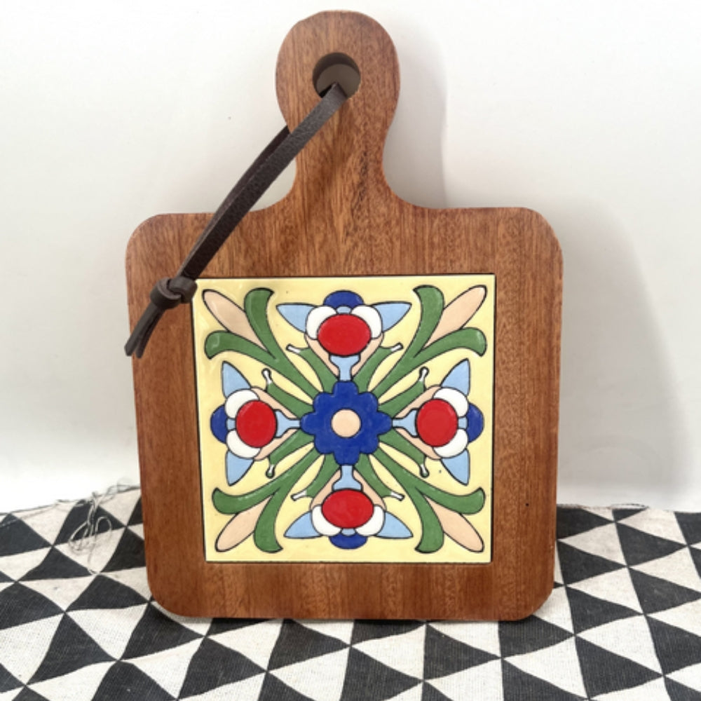 Moroccan Ebony Floral Wooden Trivet