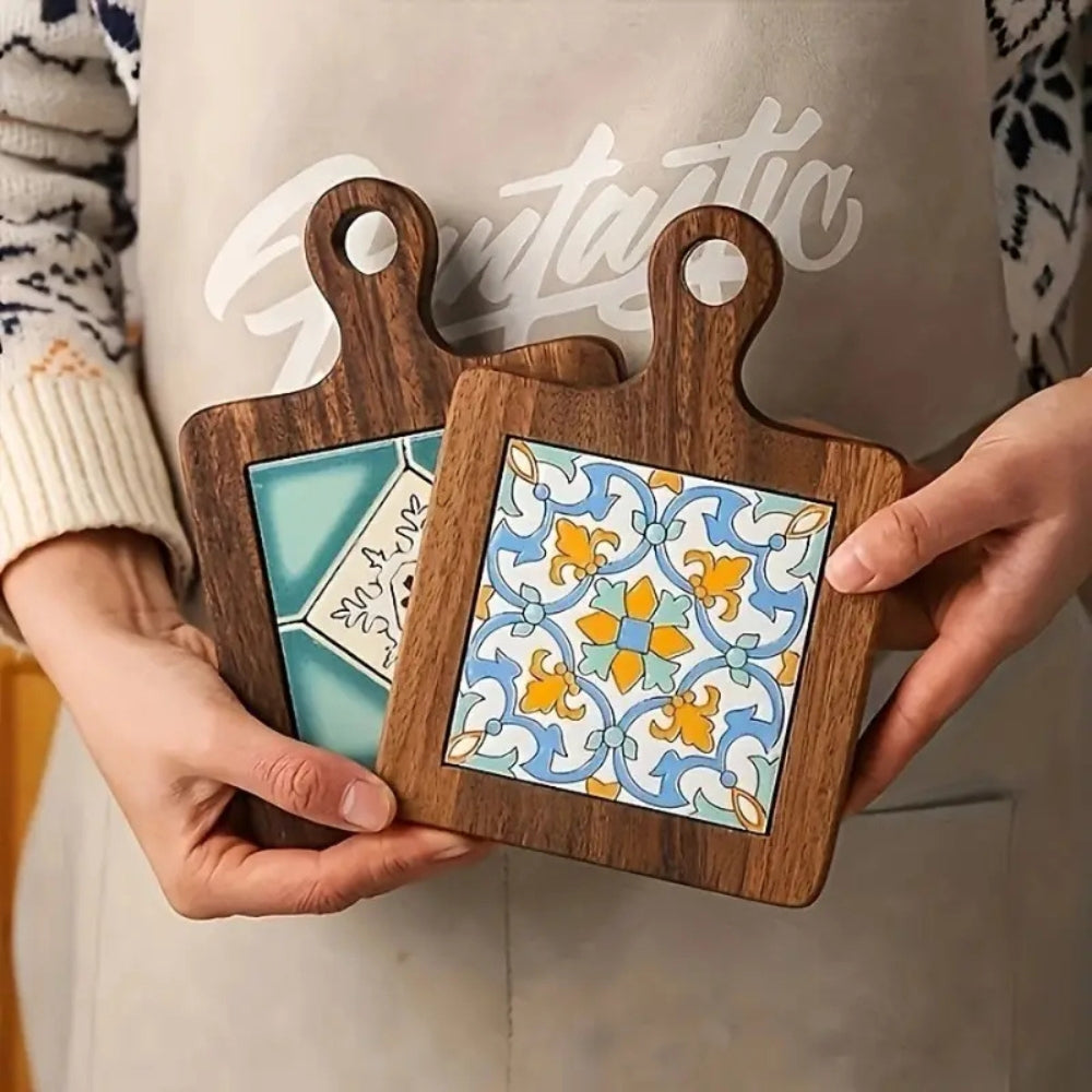 Moroccan Ebony Floral Wooden Trivet