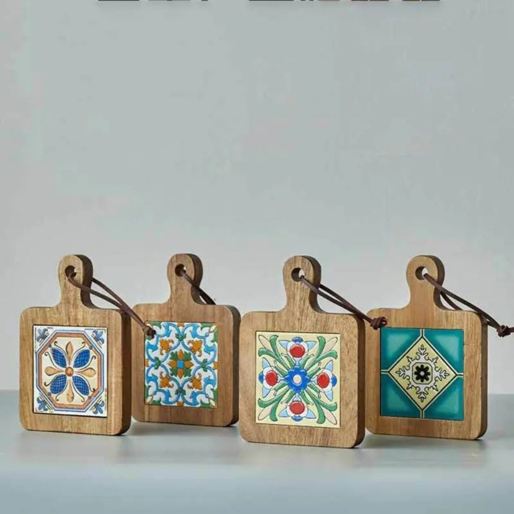 Moroccan Ebony Floral Wooden Trivet