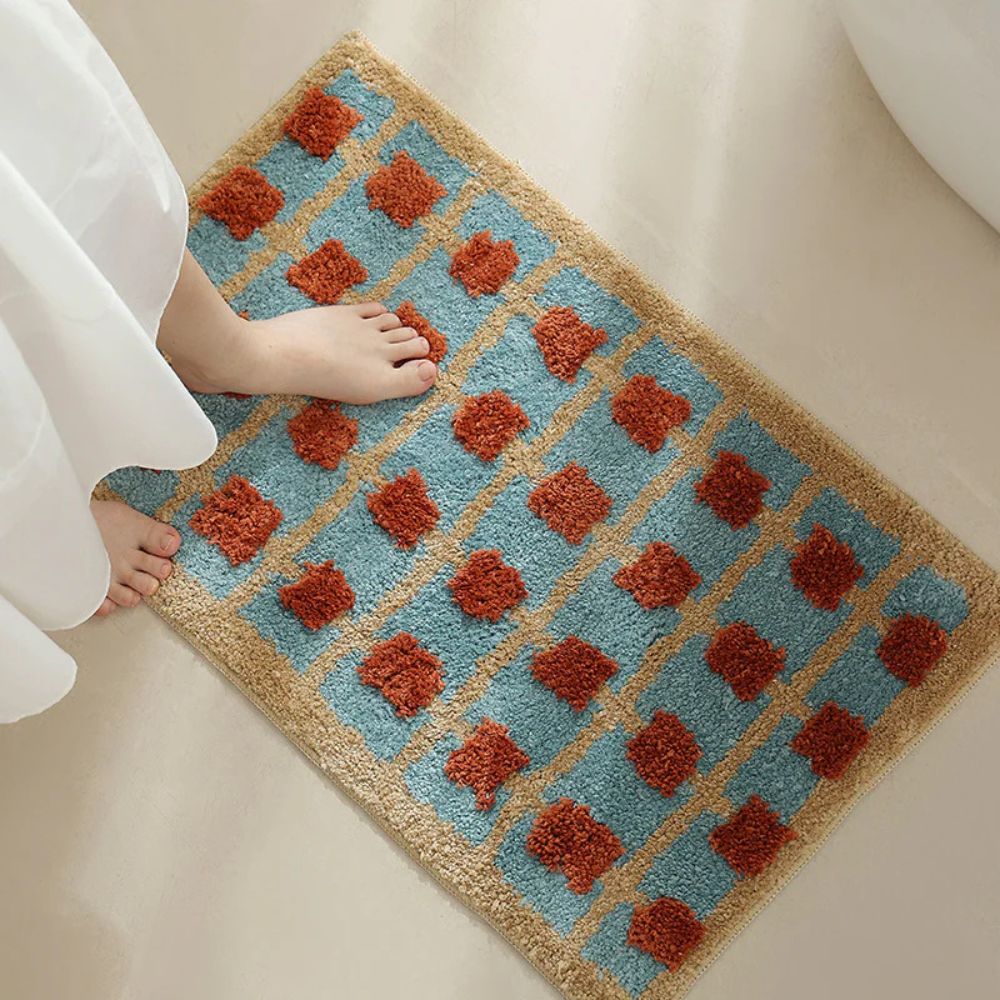 Moroccan-Inspired Retro Bath Mat with Non-Slip Backing