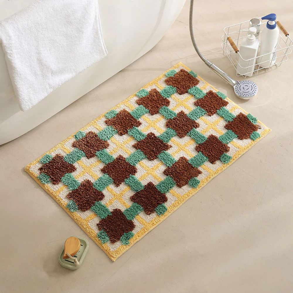 Moroccan-Inspired Retro Bath Mat with Non-Slip Backing