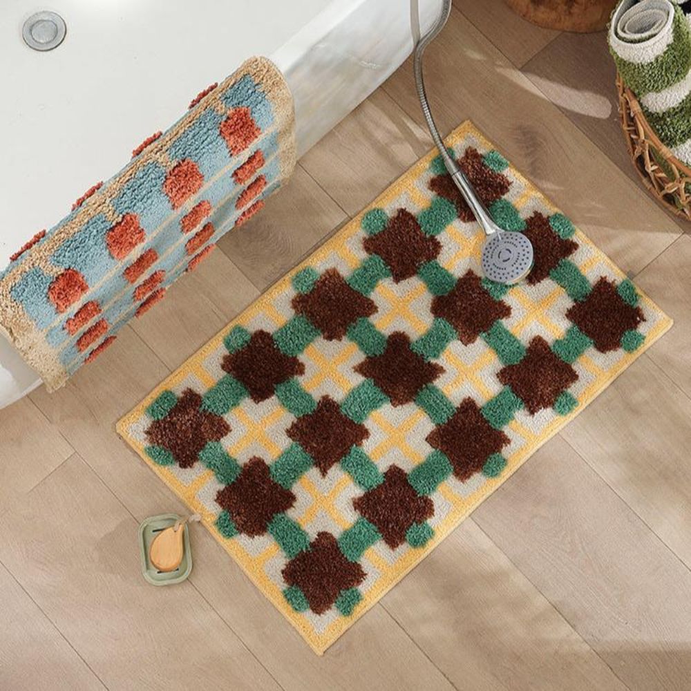 Moroccan-Inspired Retro Bath Mat with Non-Slip Backing