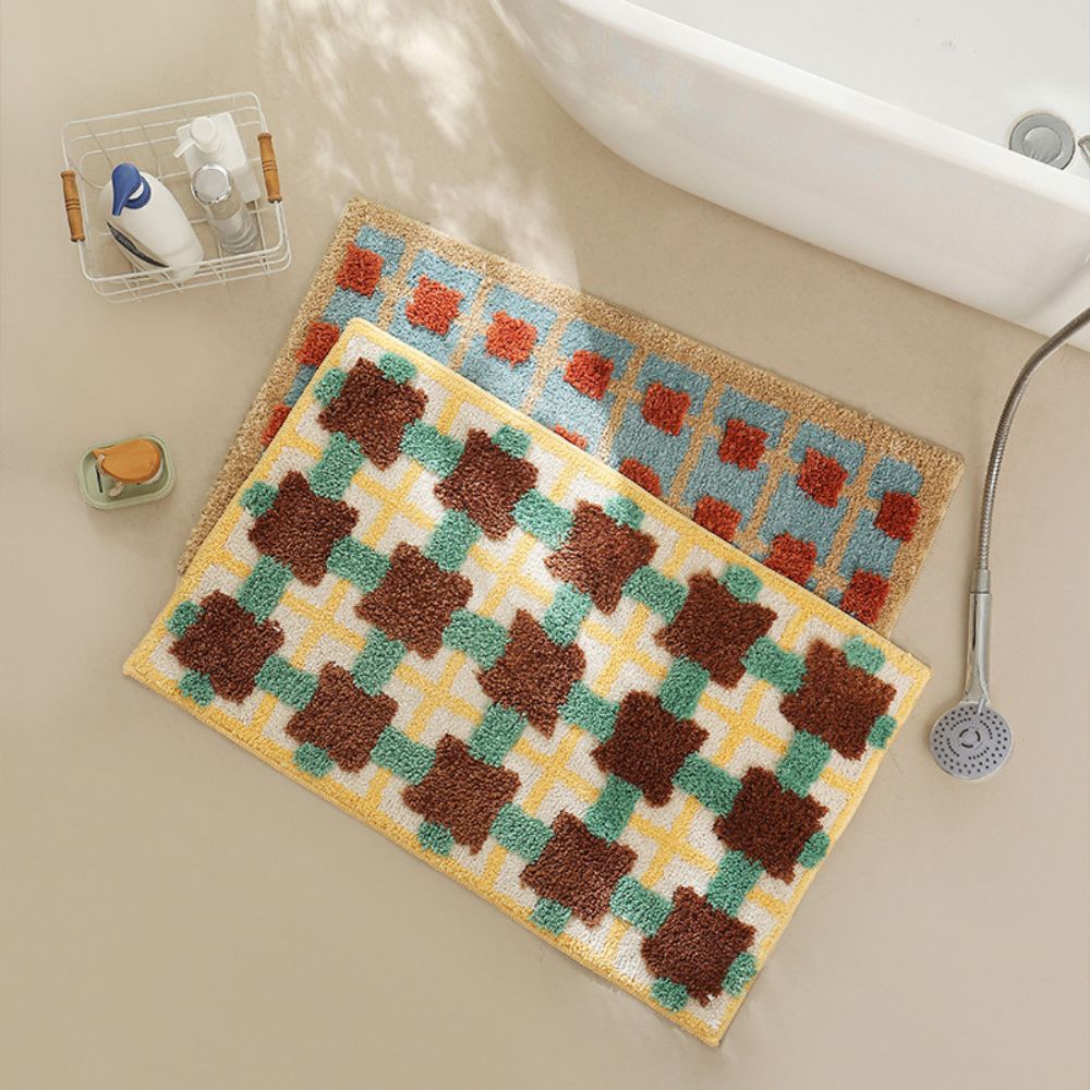 Moroccan-Inspired Retro Bath Mat with Non-Slip Backing