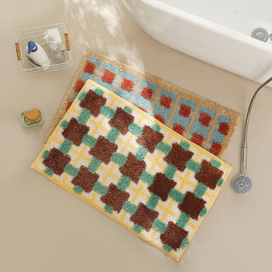 Moroccan-Inspired Retro Bath Mat with Non-Slip Backing