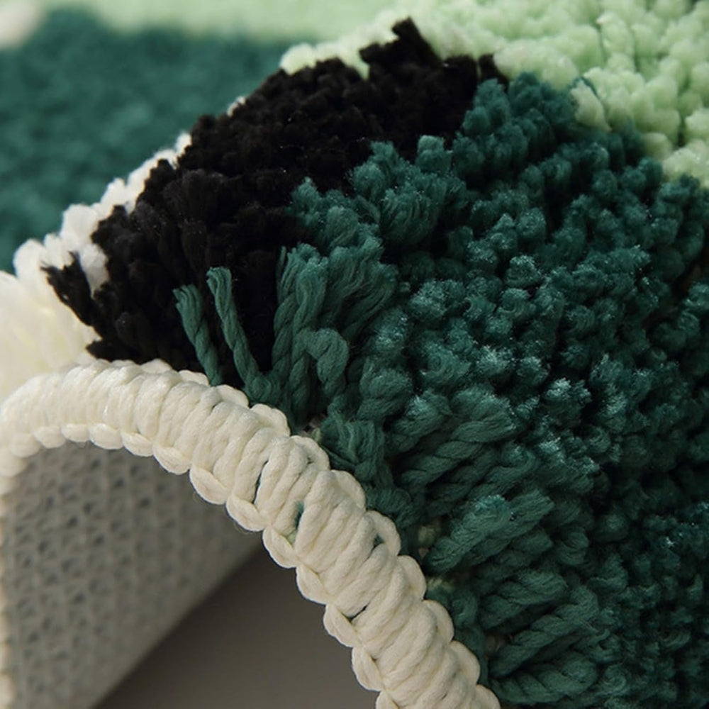 Moss Green Geometric Flocked Bath Mat