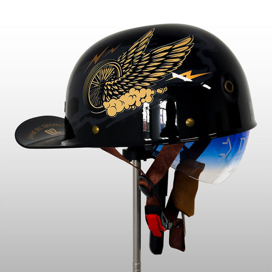 DOT Approved Lightweight Half Face Motorcycle Helmet with UV Visor