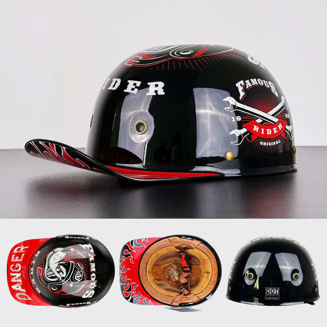 DOT Approved Lightweight Half Face Motorcycle Helmet with UV Visor