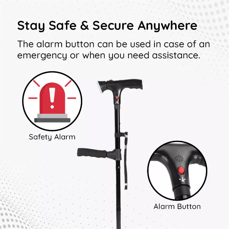 Foldable Walking Cane with LED Light and Adjustable Height