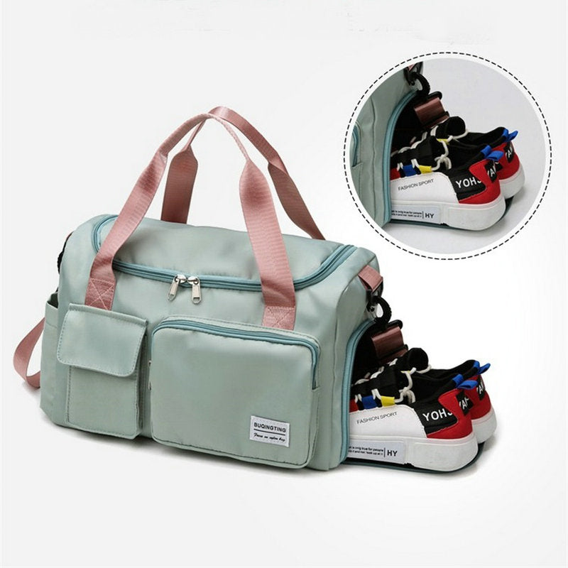 Multi-Pocket Waterproof Duffle Bag with Shoe Compartment