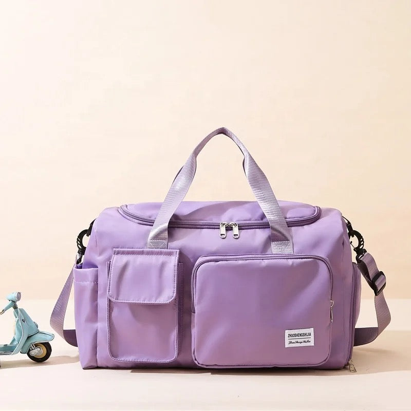 Multi-Pocket Waterproof Duffle Bag with Shoe Compartment