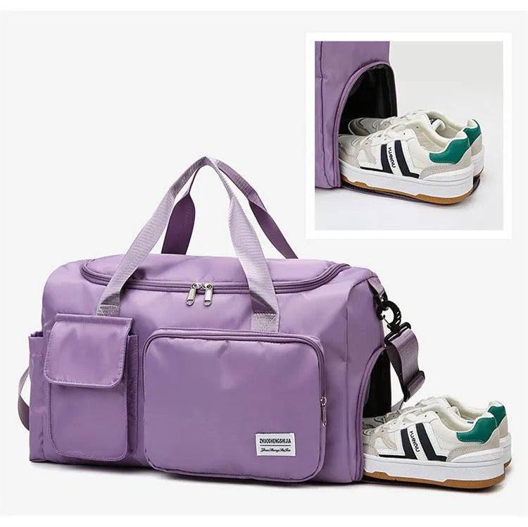 Multi-Pocket Waterproof Duffle Bag with Shoe Compartment