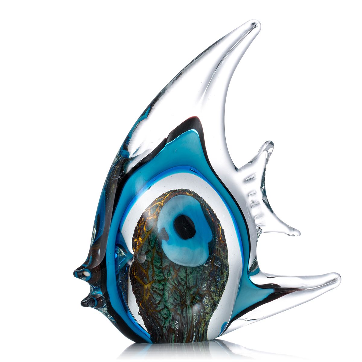 Multicolored Tropical Fish Glass Sculpture