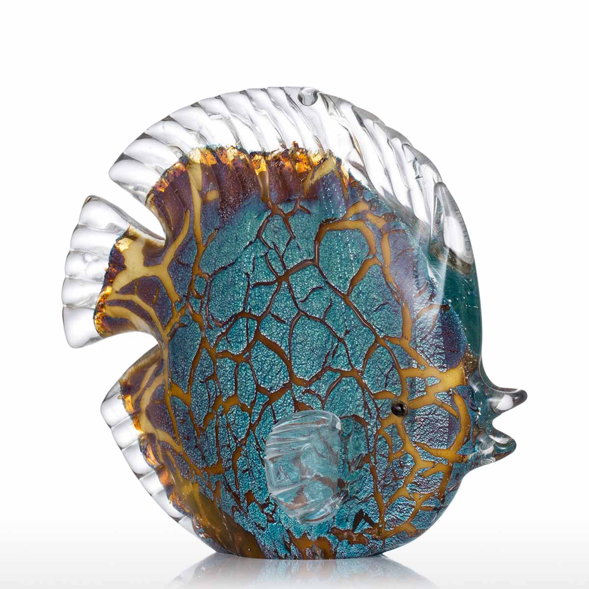 Multicolored Tropical Fish Glass Sculpture
